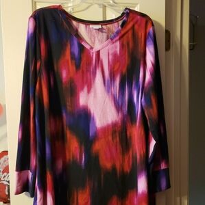 Lularoe Elizabeth Pink, Purple and Black Tie Dye Top Size XL